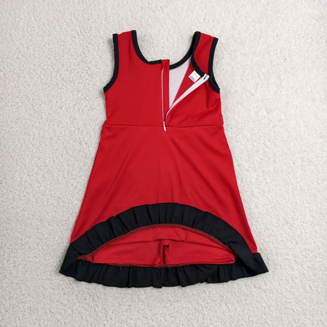 GSD4146  RTS Solid Red with black solid active girl yoga dress