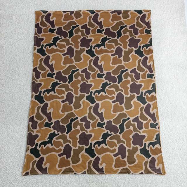 BL0231  Brown camo print baby blanket
