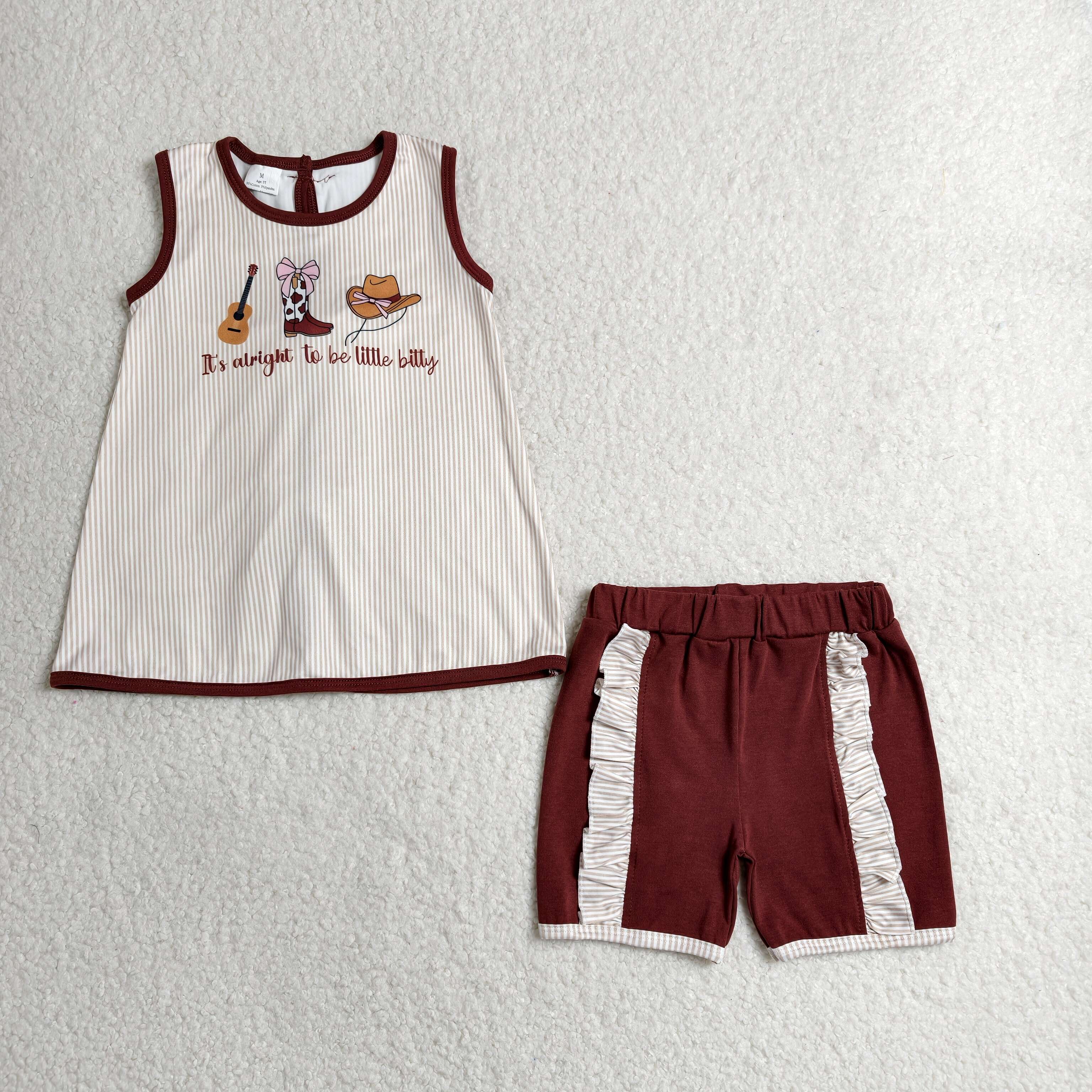 GSSO2763 Brown stripe it's alright to be little bitty print sleeveless girl outfits