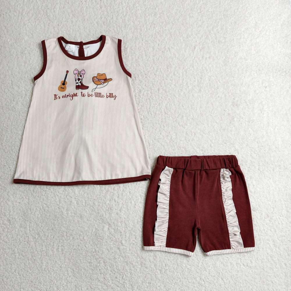 GSSO2763 Brown stripe it's alright to be little bitty print sleeveless girl outfits