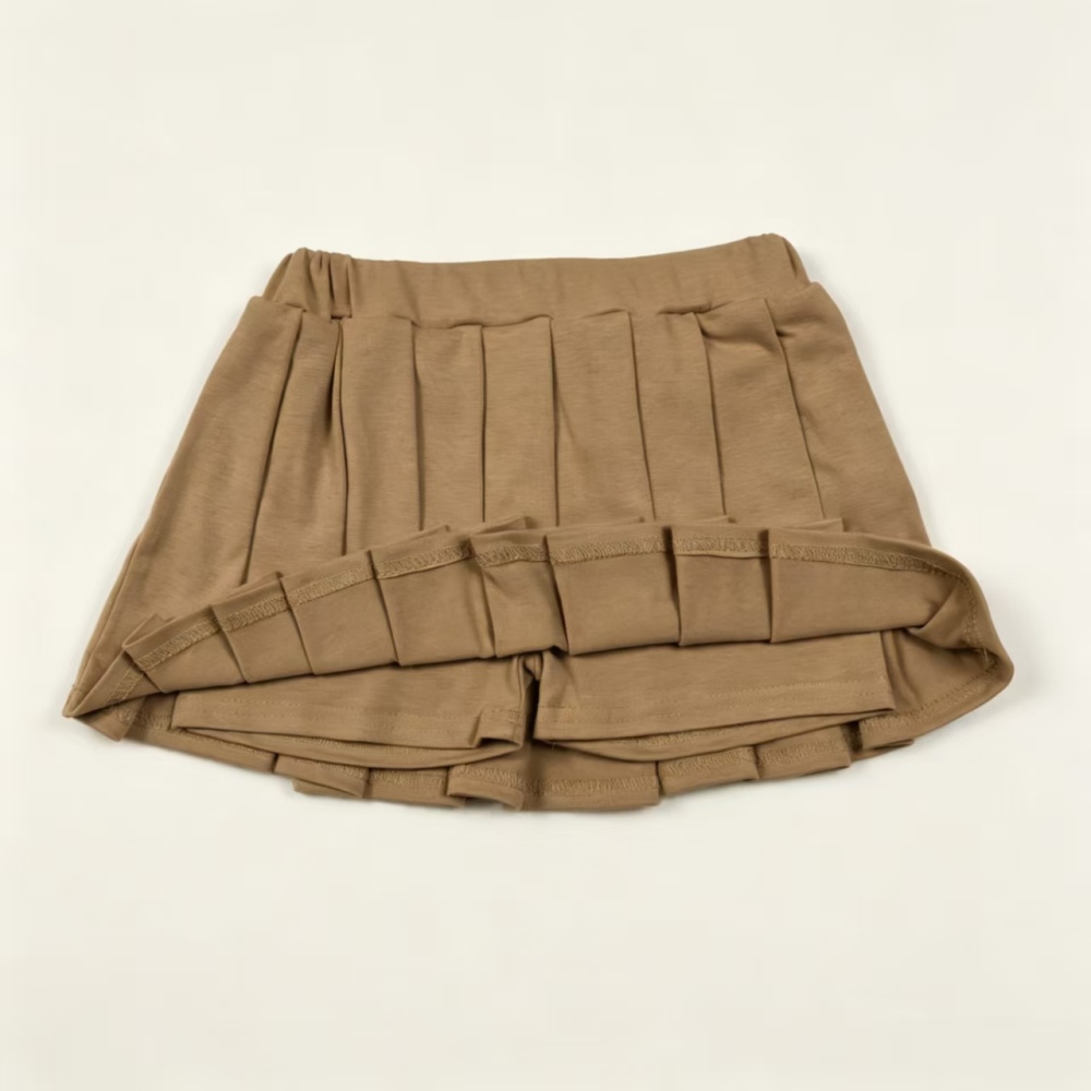 GLK0107 RTS Brown solid kids skirt dress