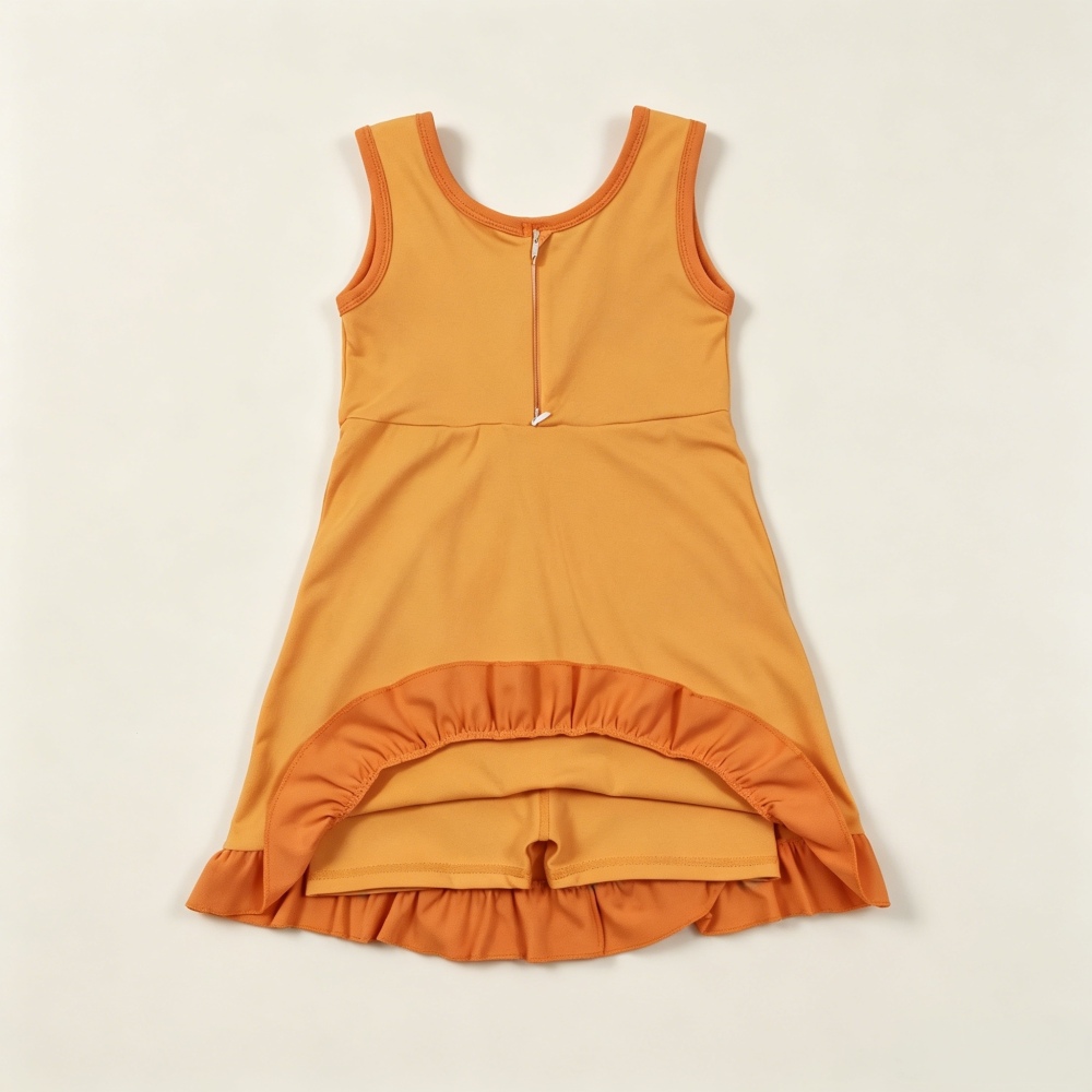 GSD4127 RTS Orange solid print active girl yoga athletic dress
