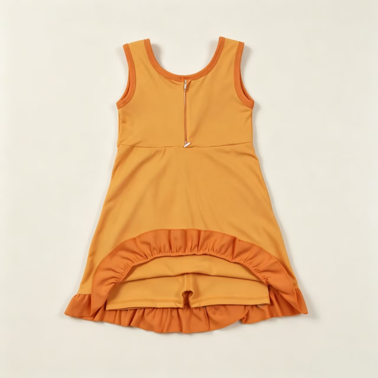 GSD4127 RTS Orange solid print active girl yoga athletic dress