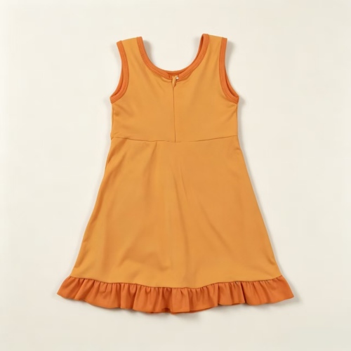 GSD4127 RTS Orange solid print active girl yoga athletic dress