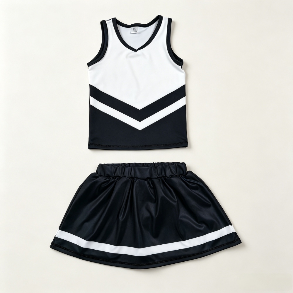 GSD4194 Black white cheer team print active girl yoga skirt dress