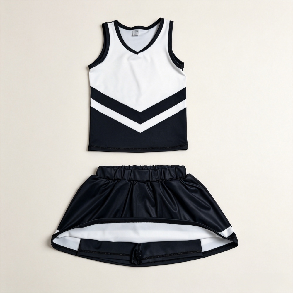 GSD4194 Black white cheer team print active girl yoga skirt dress