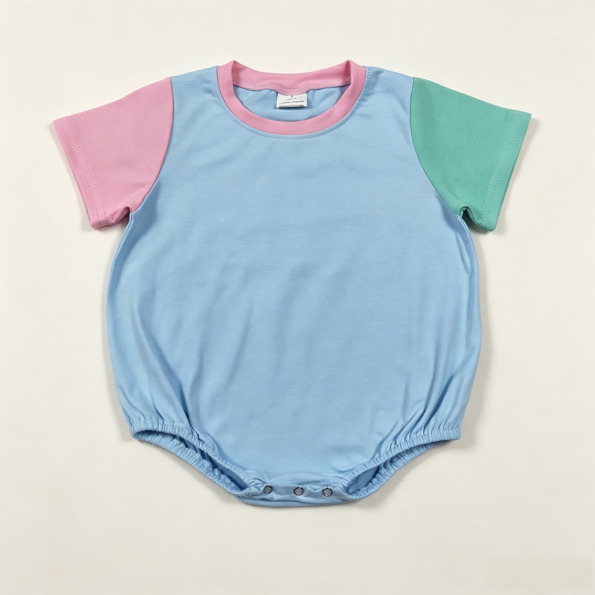 SR4269 Baby Blue pink green short sleeve Rompers