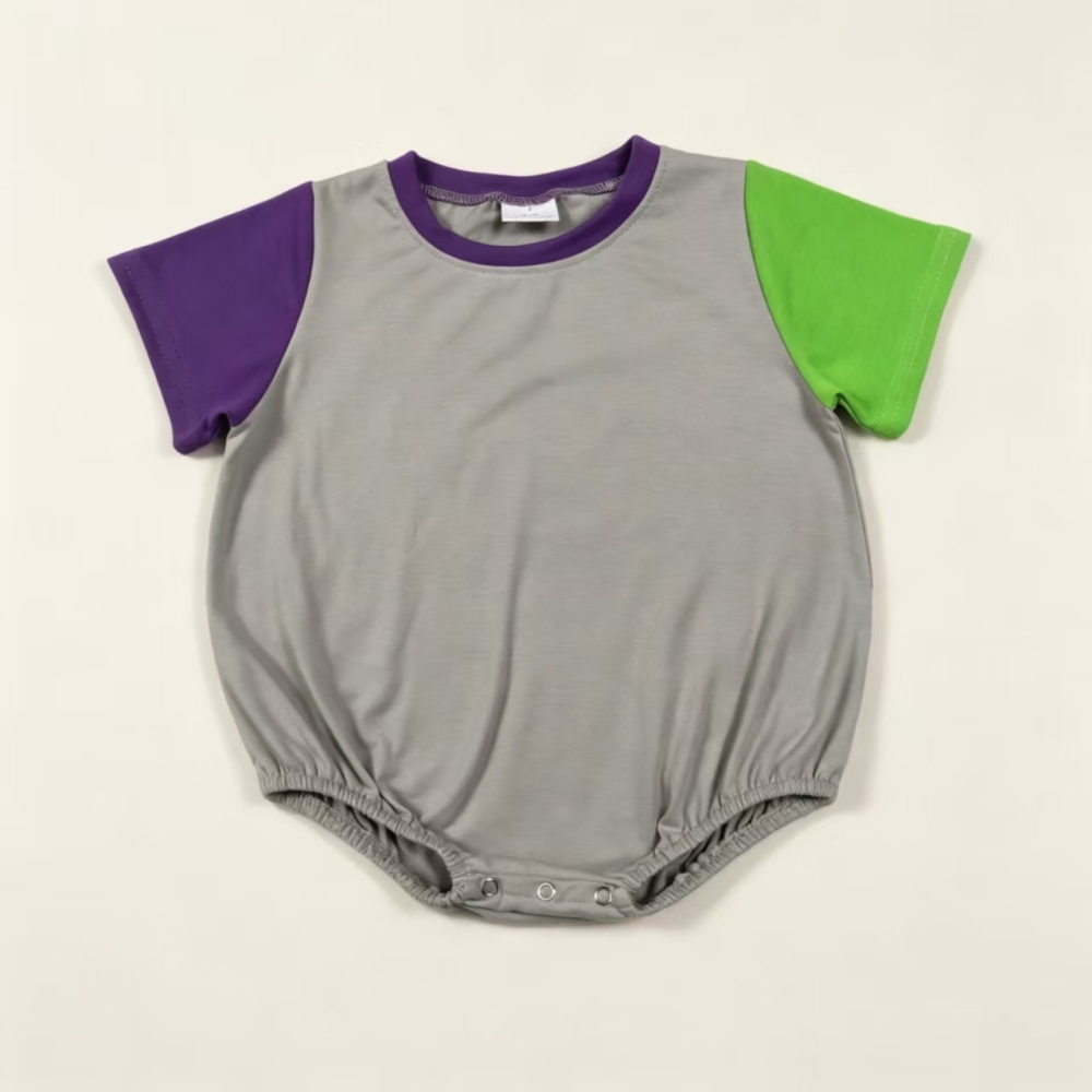SR4271 Baby Grey purple green short sleeve Rompers