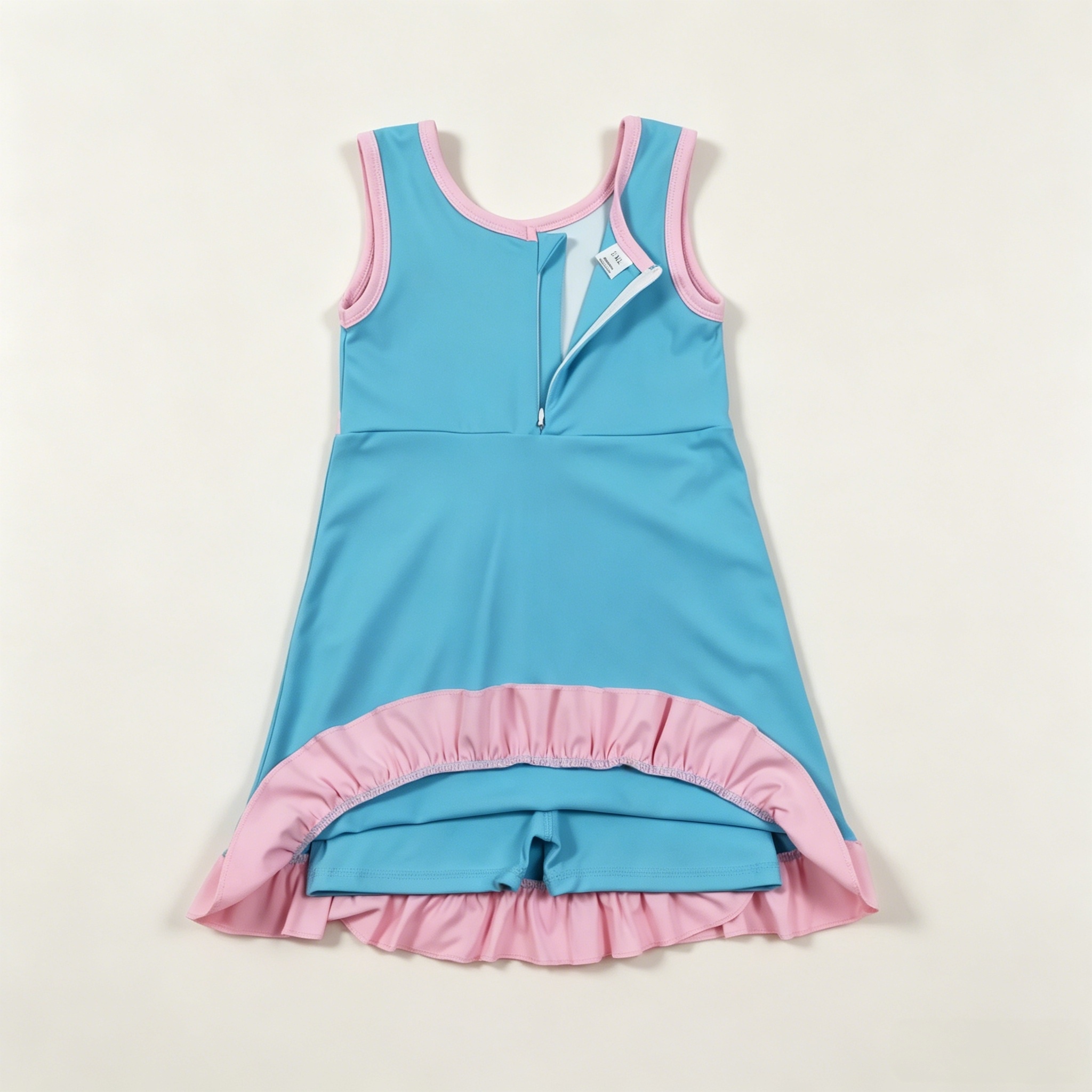 GSD4130  RTS blue solid print pink active girl yoga athletic dress