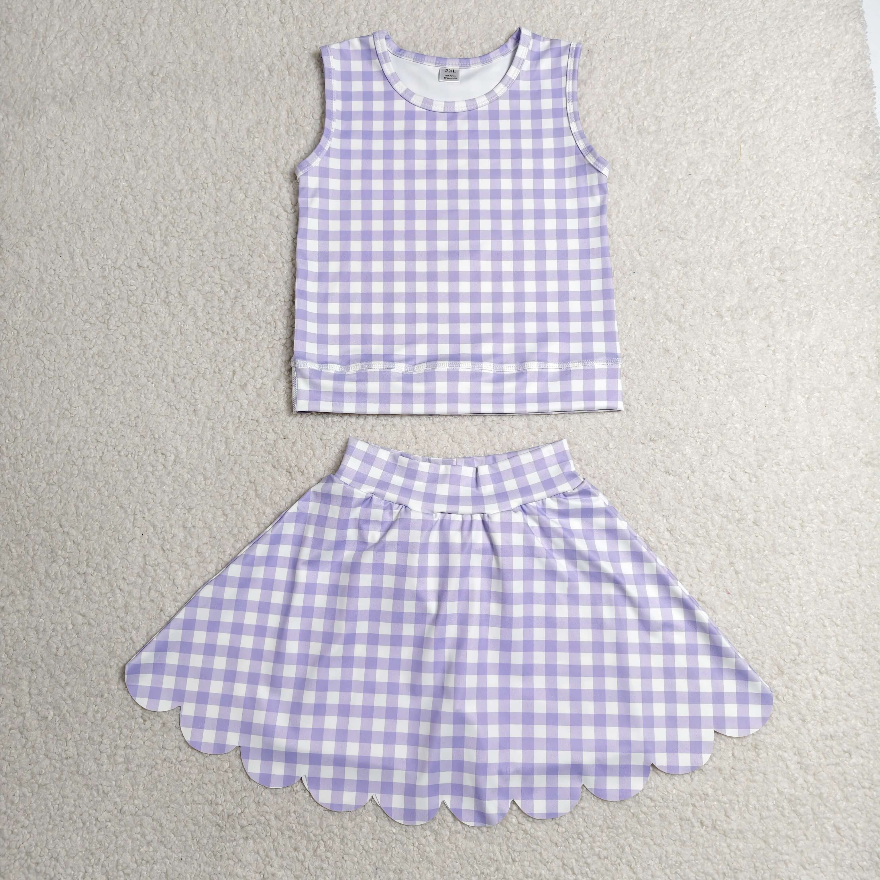 GSD4067 RTS purple plaid print active girl yoga skirt dress