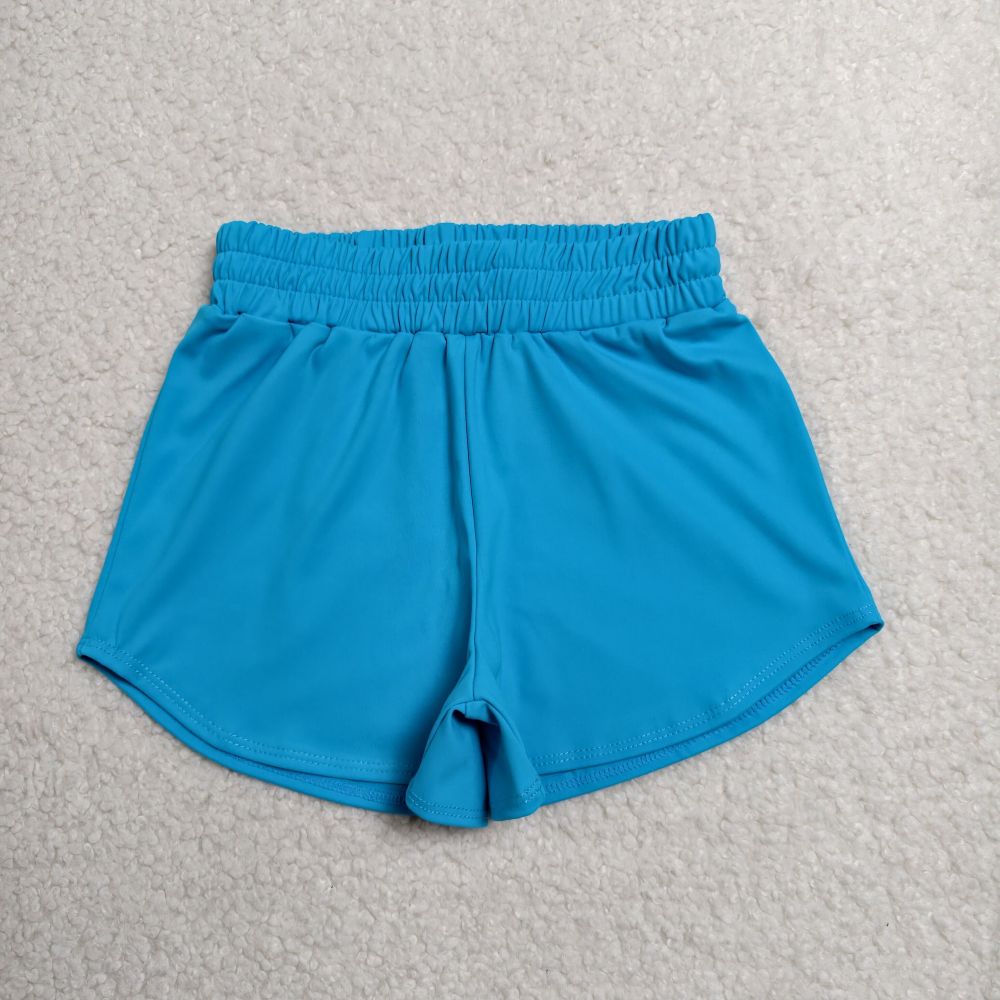 SS0906  Blue solid Print girl summer athletic yoga shorts