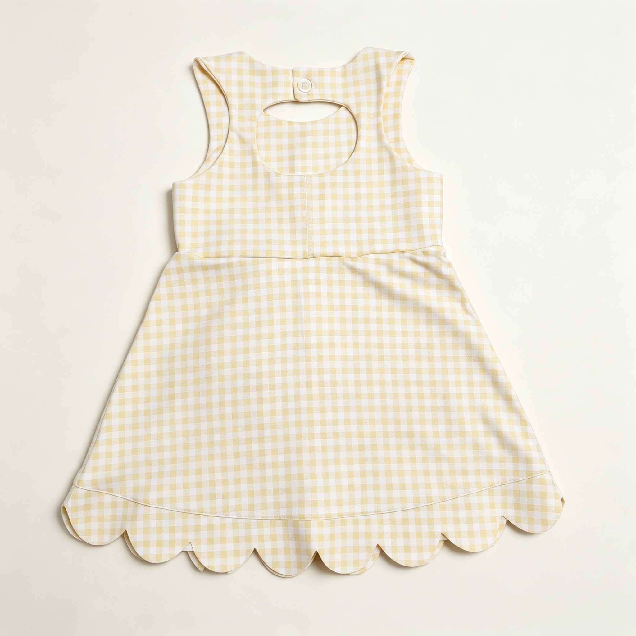 GSD3027 RTS Yellow plaid bows print active girl yoga scallop dress