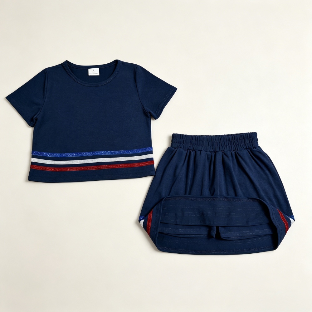 GSD3811 RTS Navy stripe active girl skirt dress
