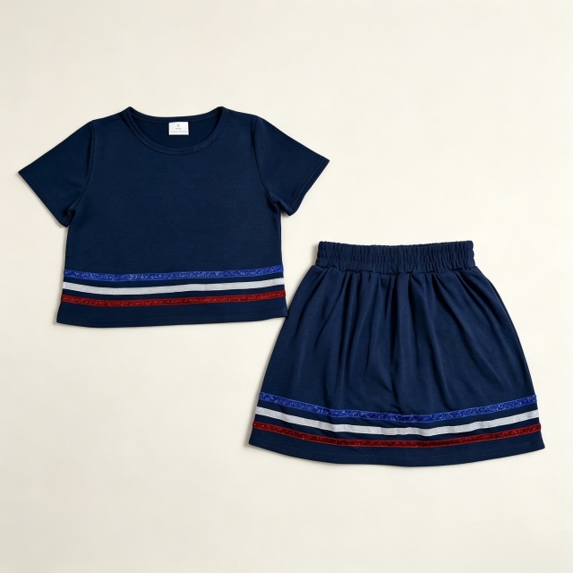 GSD3811 RTS Navy stripe active girl skirt dress