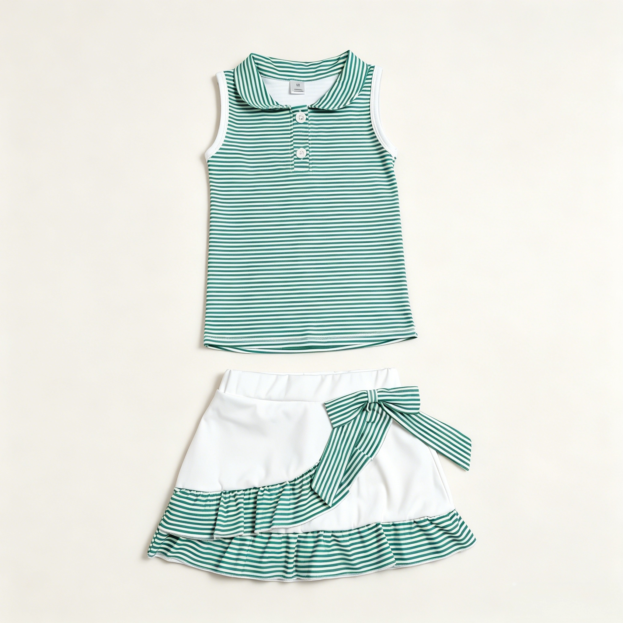 GSD4121  Green stripe print team cheer active girl yoga skirt dress
