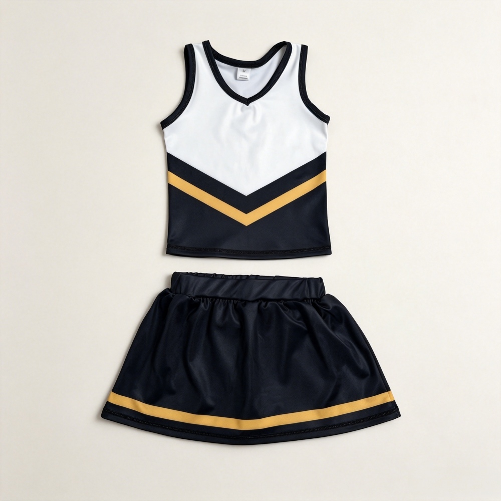 GSD4201  Black yellow cheer team print active girl yoga skirt dress
