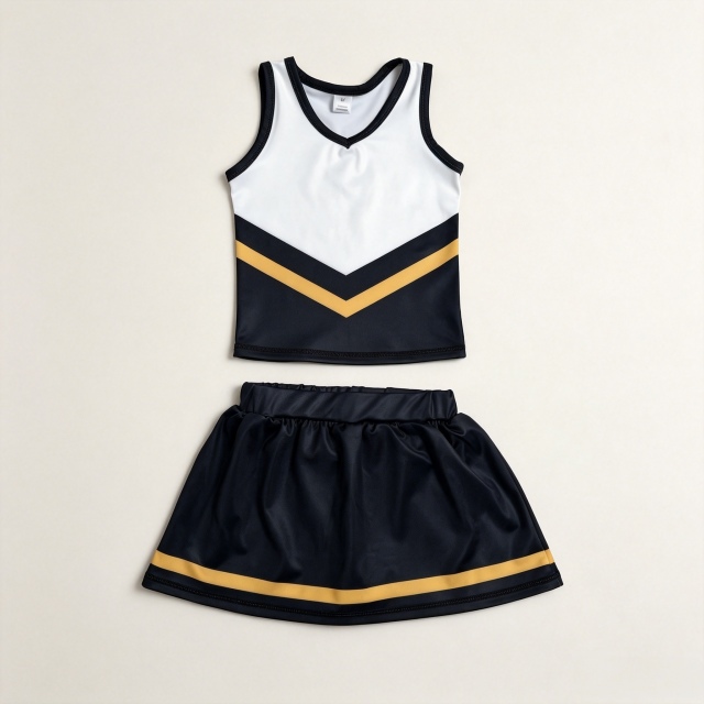 GSD4201  Black yellow cheer team print active girl yoga skirt dress