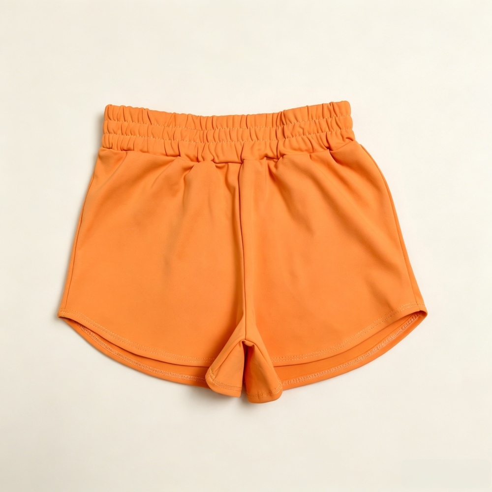 SS0902  Orange solid Print girl summer athletic yoga shorts