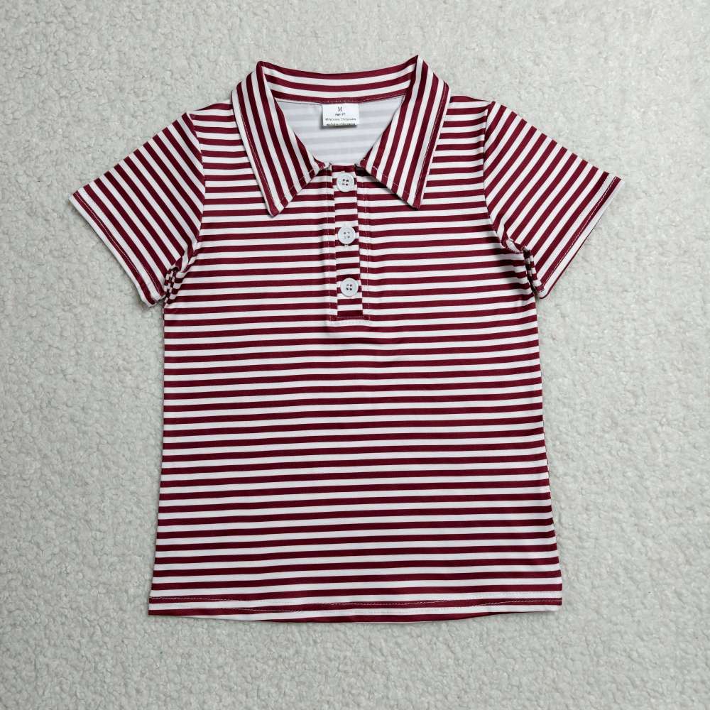 BT1833  RTS Red stripe  print short sleeve boy t-shirt