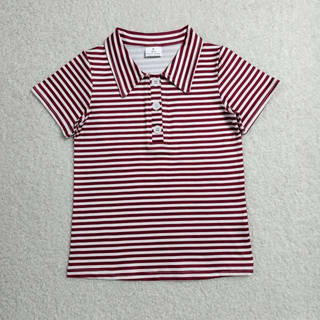 BT1833  RTS Red stripe  print short sleeve boy t-shirt