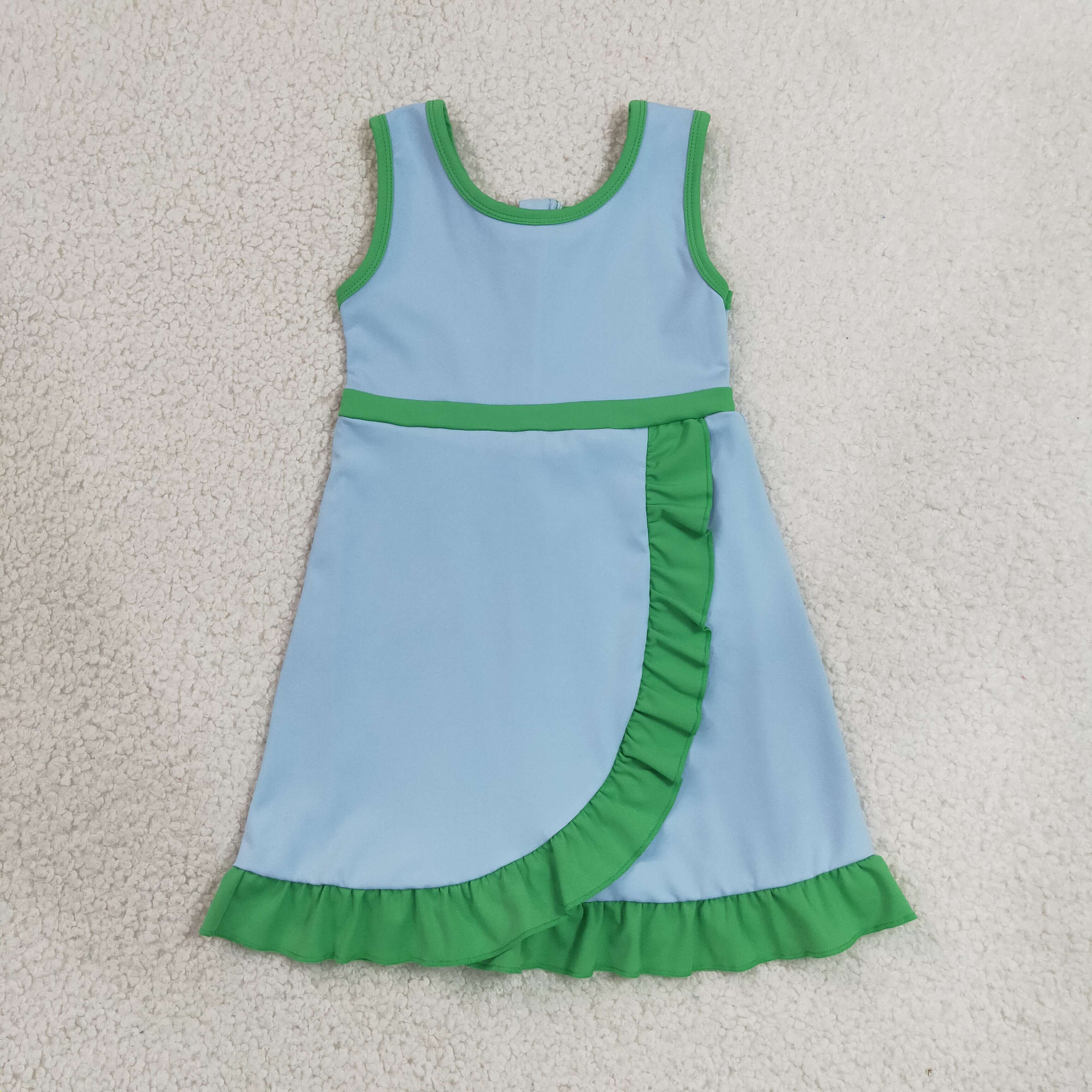GSD4136 RTS Blue green  solid active girl yoga dress