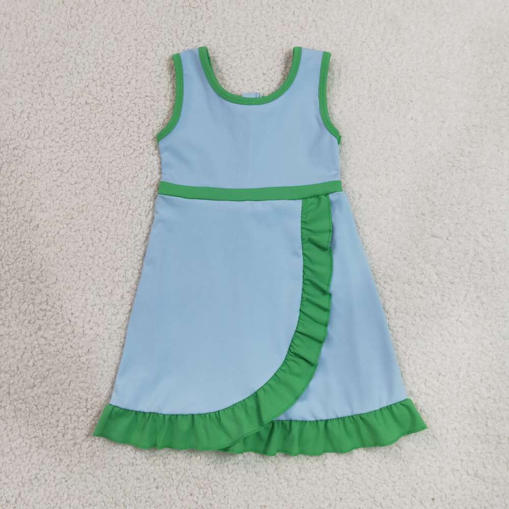 GSD4136 RTS Blue green  solid active girl yoga dress