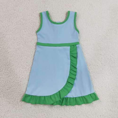GSD4136 RTS Blue green  solid active girl yoga dress