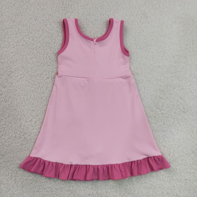 GSD4152 RTS pink  solid active girl yoga dress