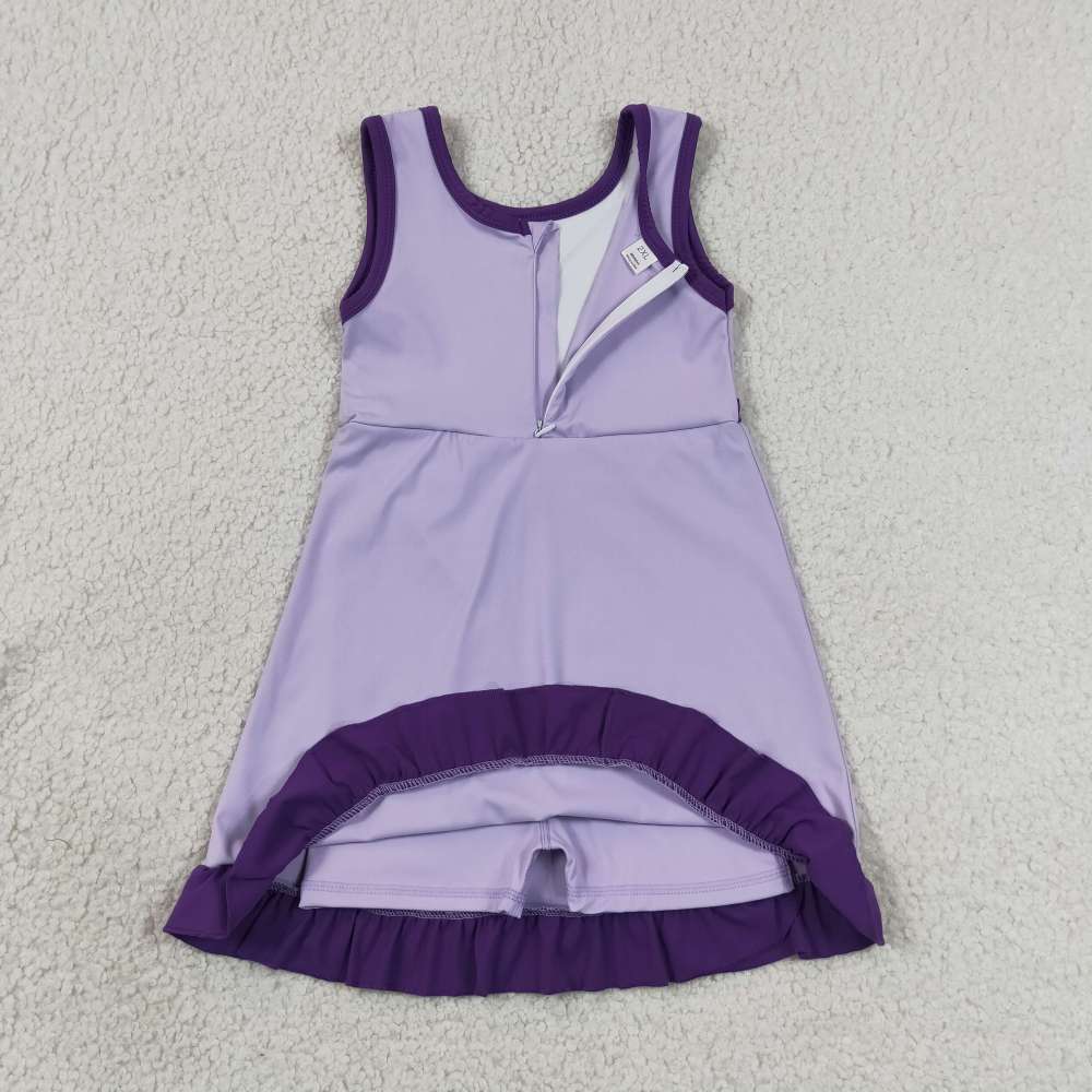 GSD4151  RTS Solid Purple solid active girl yoga athletic dress