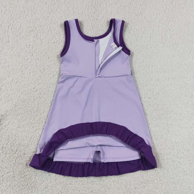 GSD4151  RTS Solid Purple solid active girl yoga athletic dress