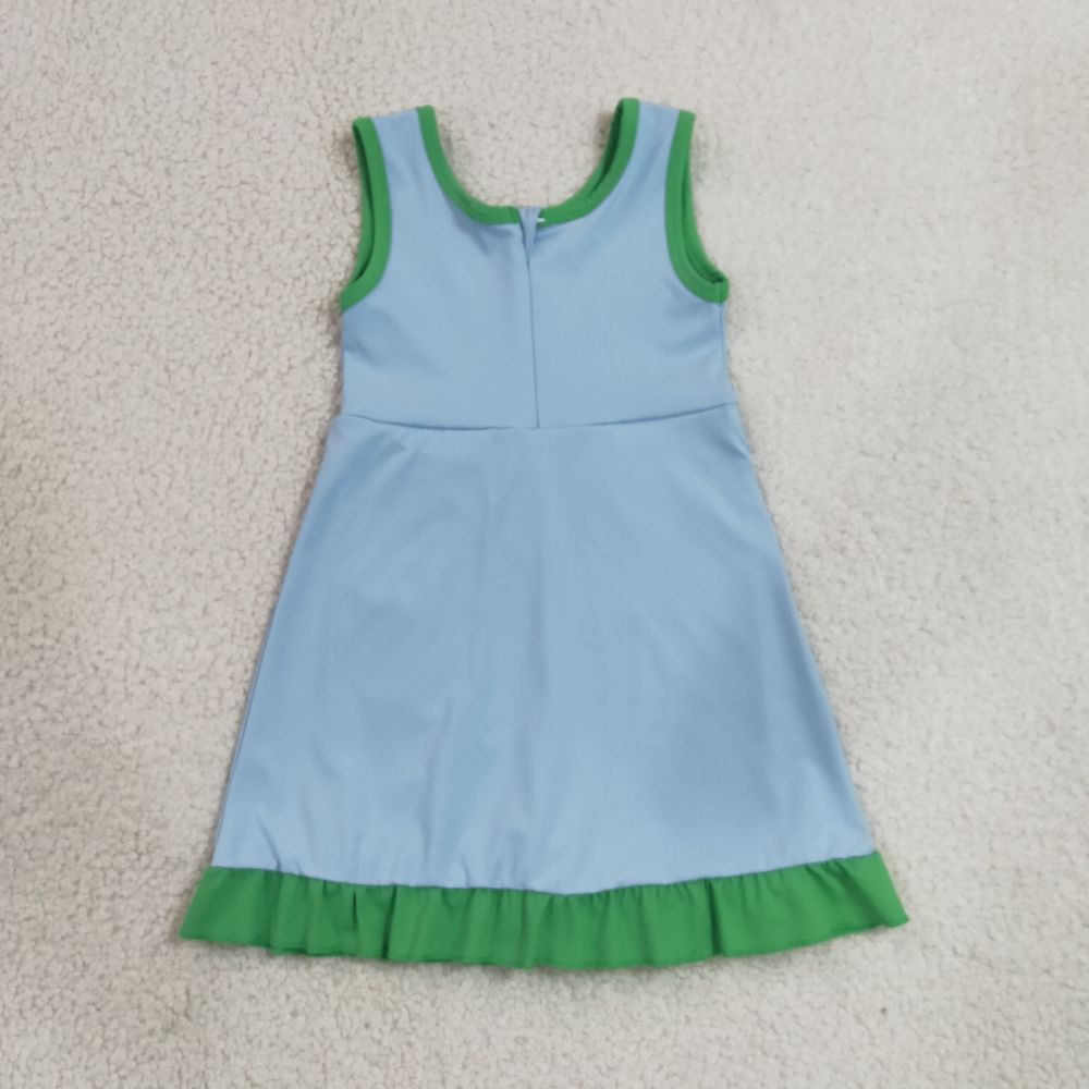 GSD4136 RTS Blue green  solid active girl yoga dress