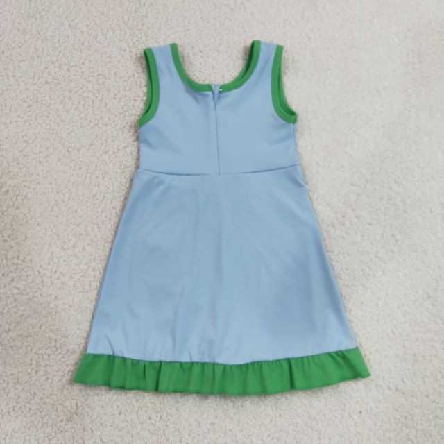 GSD4136 RTS Blue green  solid active girl yoga dress