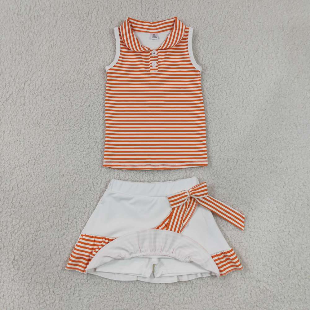GSD4181  orange team T cheer team print active girl yoga skirt dress