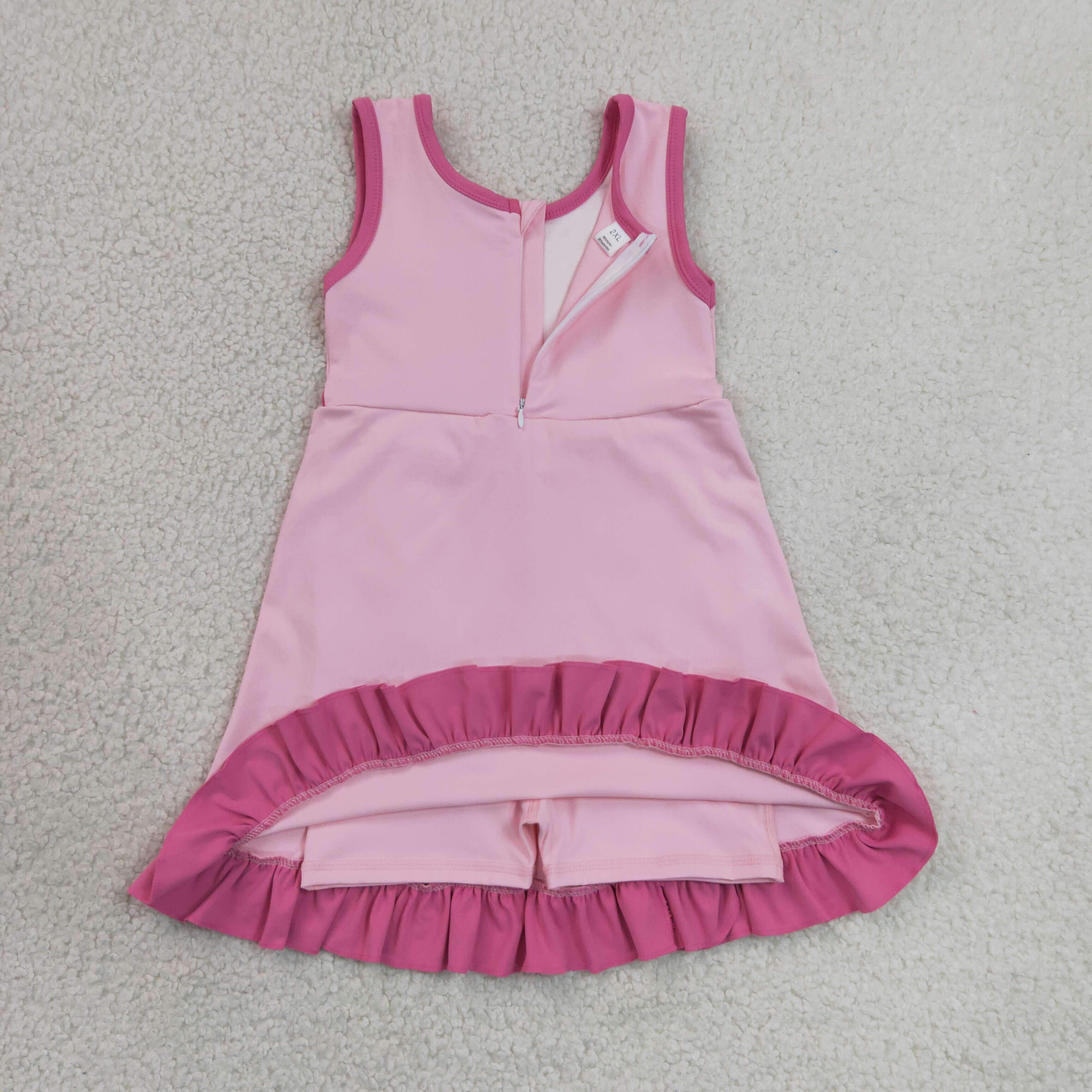 GSD4152 RTS pink  solid active girl yoga dress
