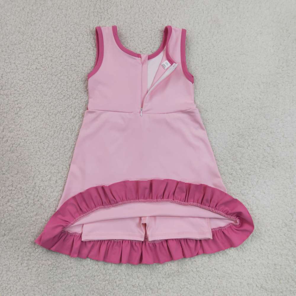 GSD4152 RTS pink  solid active girl yoga dress