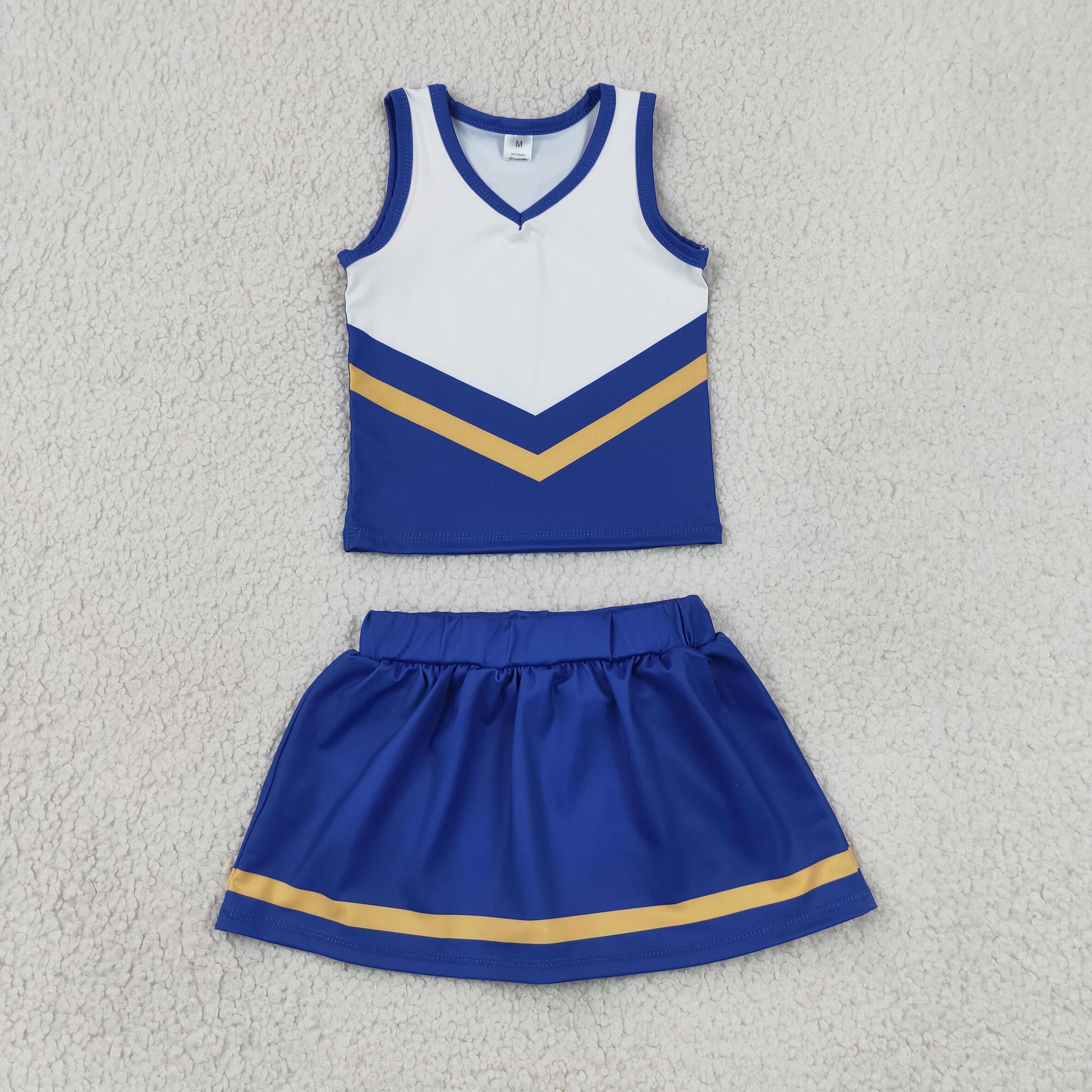 GSD4196 blue yellow cheer team print active girl yoga skirt dress