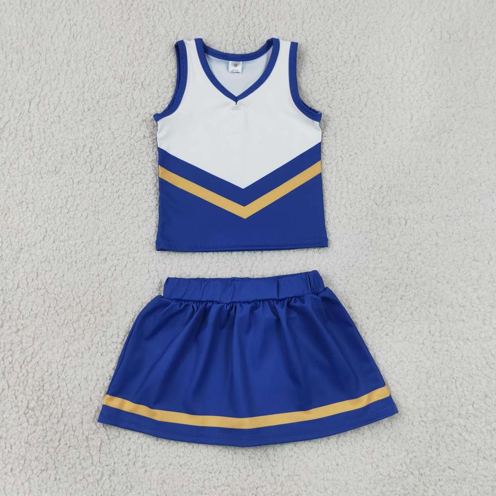 GSD4201  Black yellow cheer team print active girl yoga skirt dress