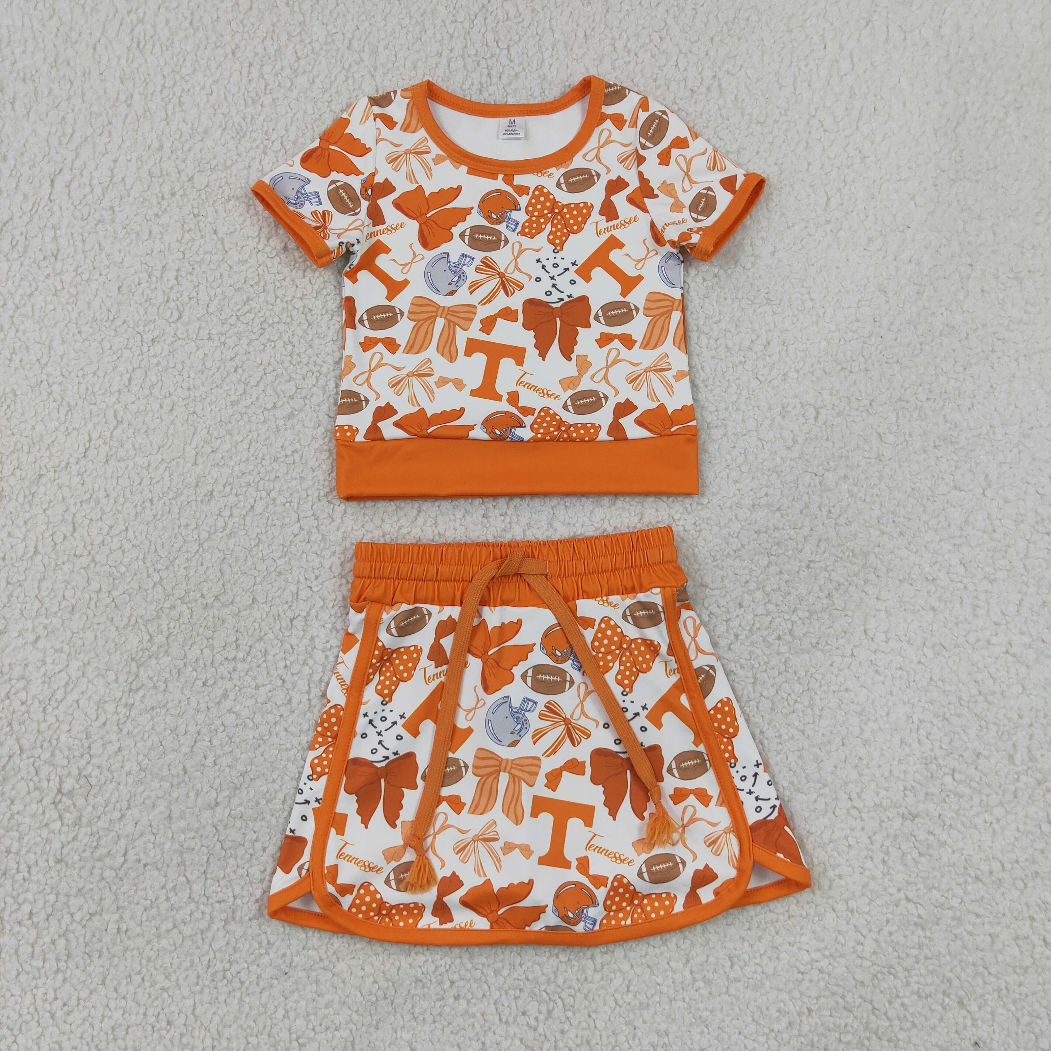 GSD4181  orange team T cheer team print active girl yoga skirt dress