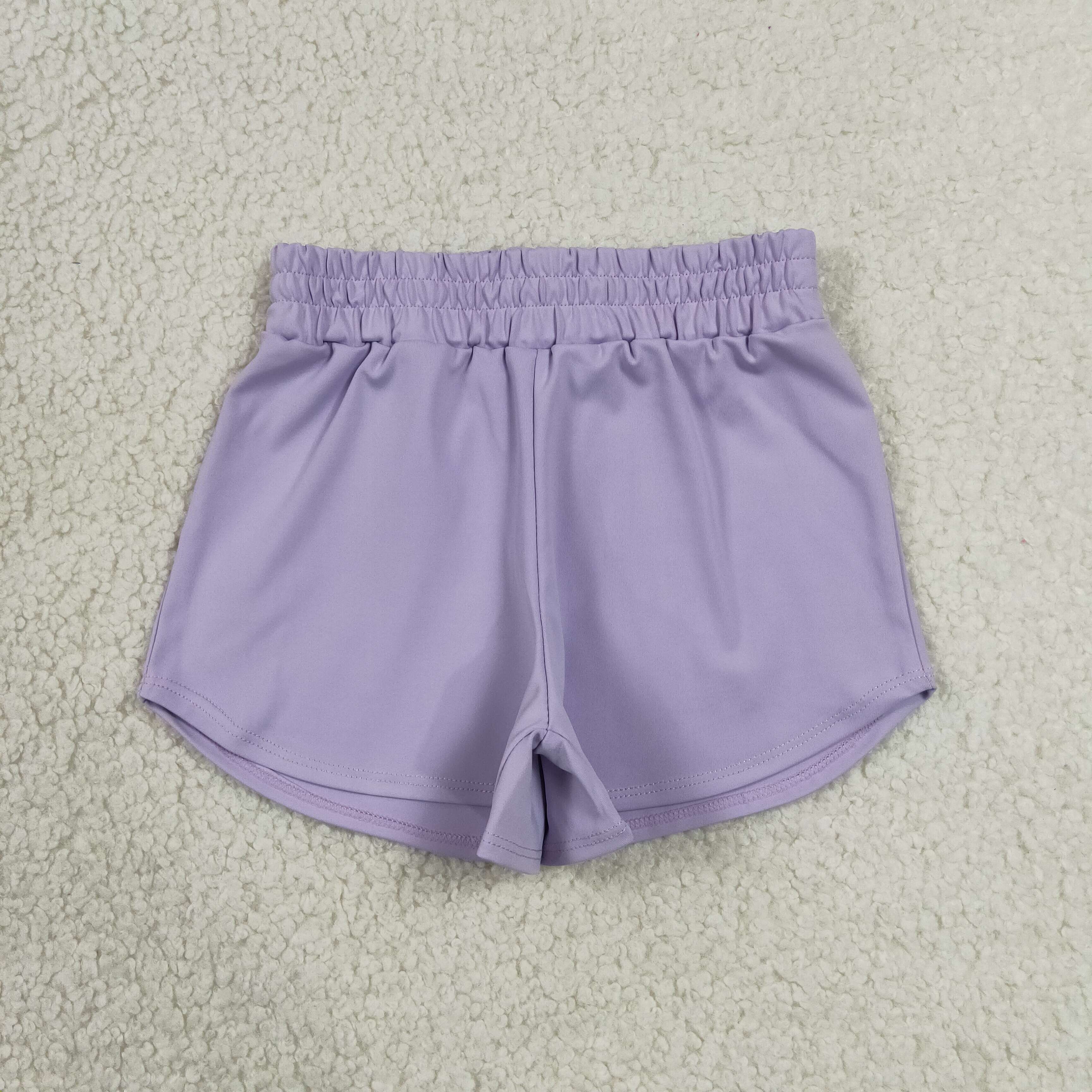 SS0895   Light Purple solid Print girl summer athletic yoga shorts
