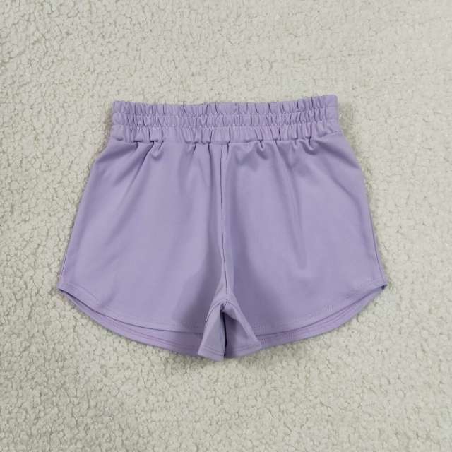 SS0895   Light Purple solid Print girl summer athletic yoga shorts