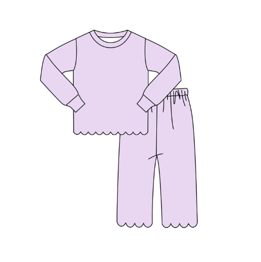 GLP3289 pre order Solid color light purple wavy lace long-sleeved trouser suit