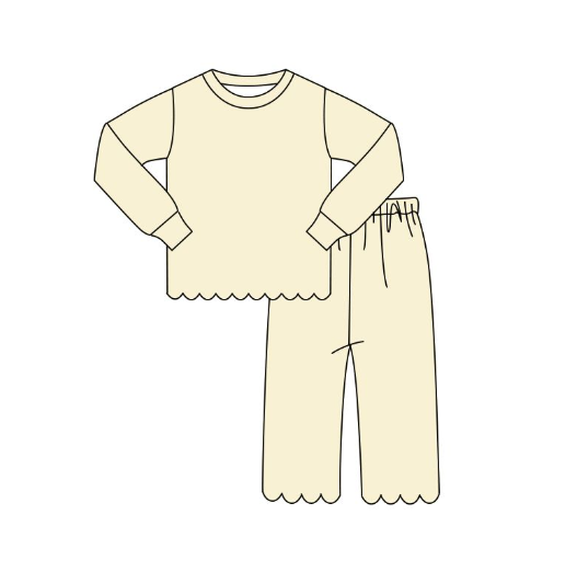 GLP3293   pre order Solid color light yellow wavy lace long-sleeved trouser suit