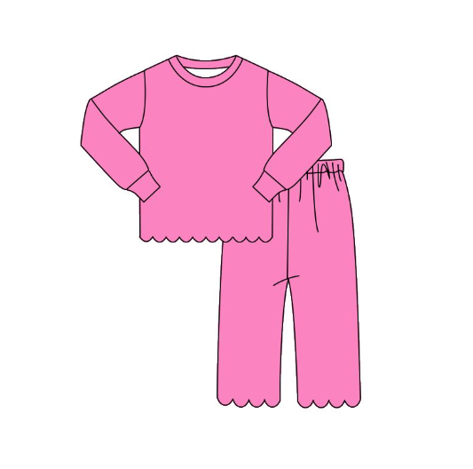 GLP3294 pre order Solid color rose red wavy lace long-sleeved trouser suit