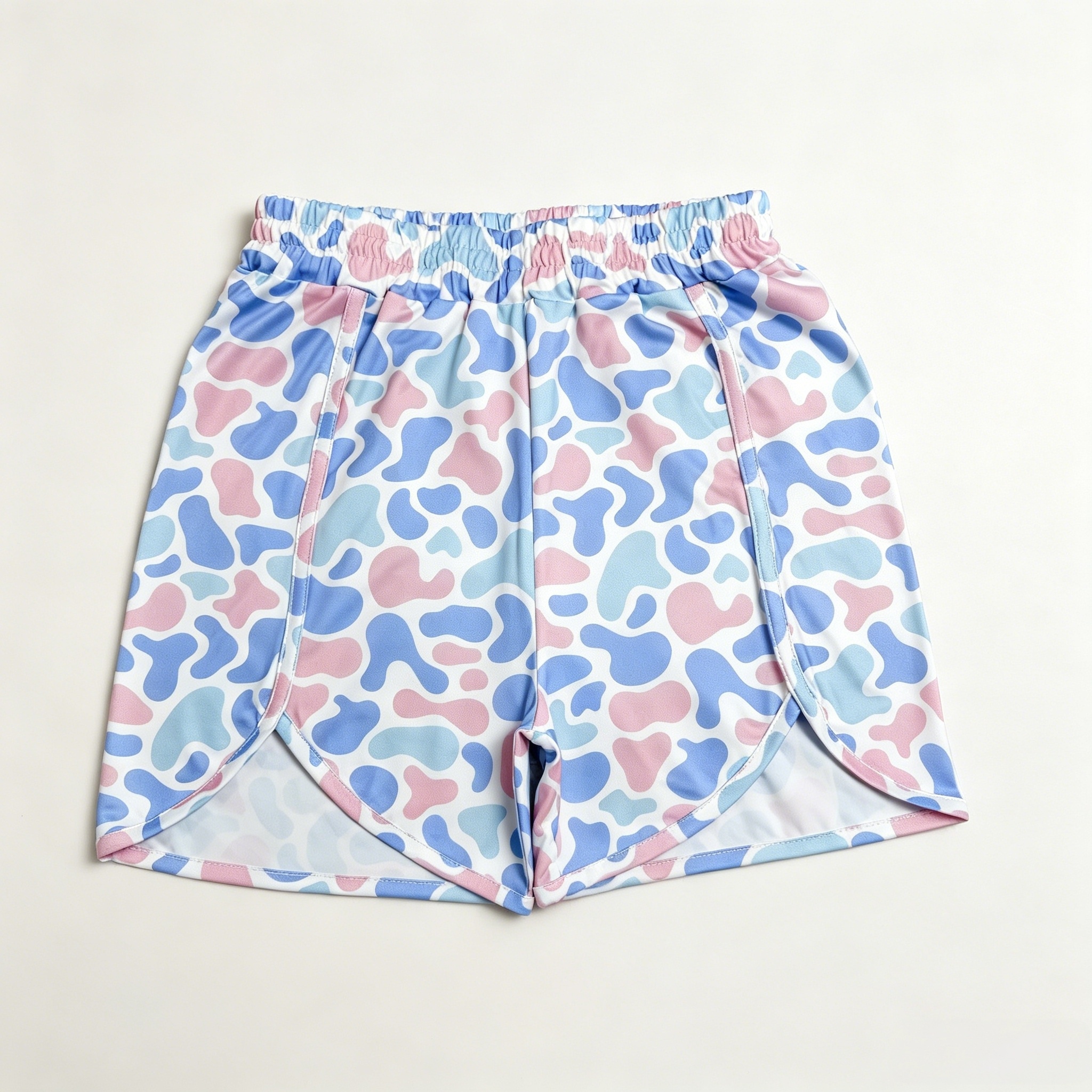 SS0859 Adult women Pink blueleopard  yoga shorts