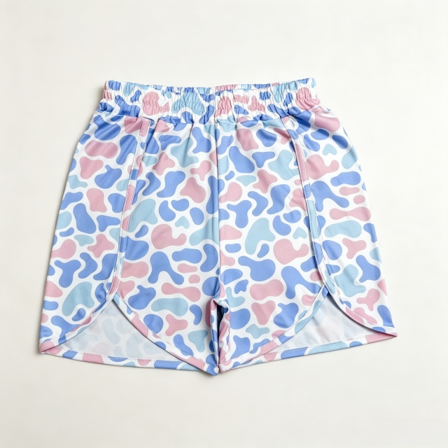 SS0859 Adult women Pink blueleopard  yoga shorts