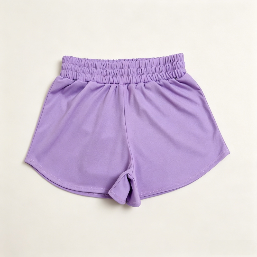 SS0905 Light PURPLE solid Print girl summer athletic yoga shorts