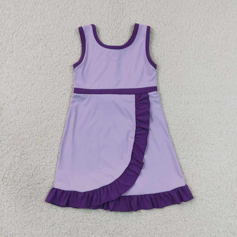 GSD4151  RTS Solid Purple solid active girl yoga athletic dress