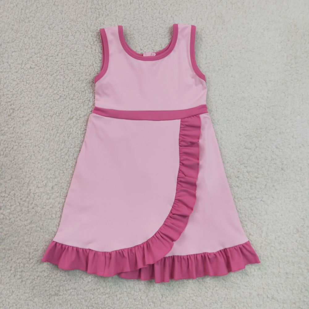 GSD4152 RTS pink  solid active girl yoga dress