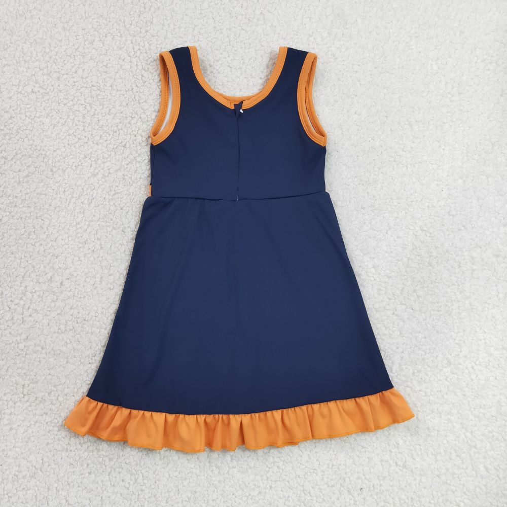 GSD4131 RTS NAVY Orange solid active girl yoga dress