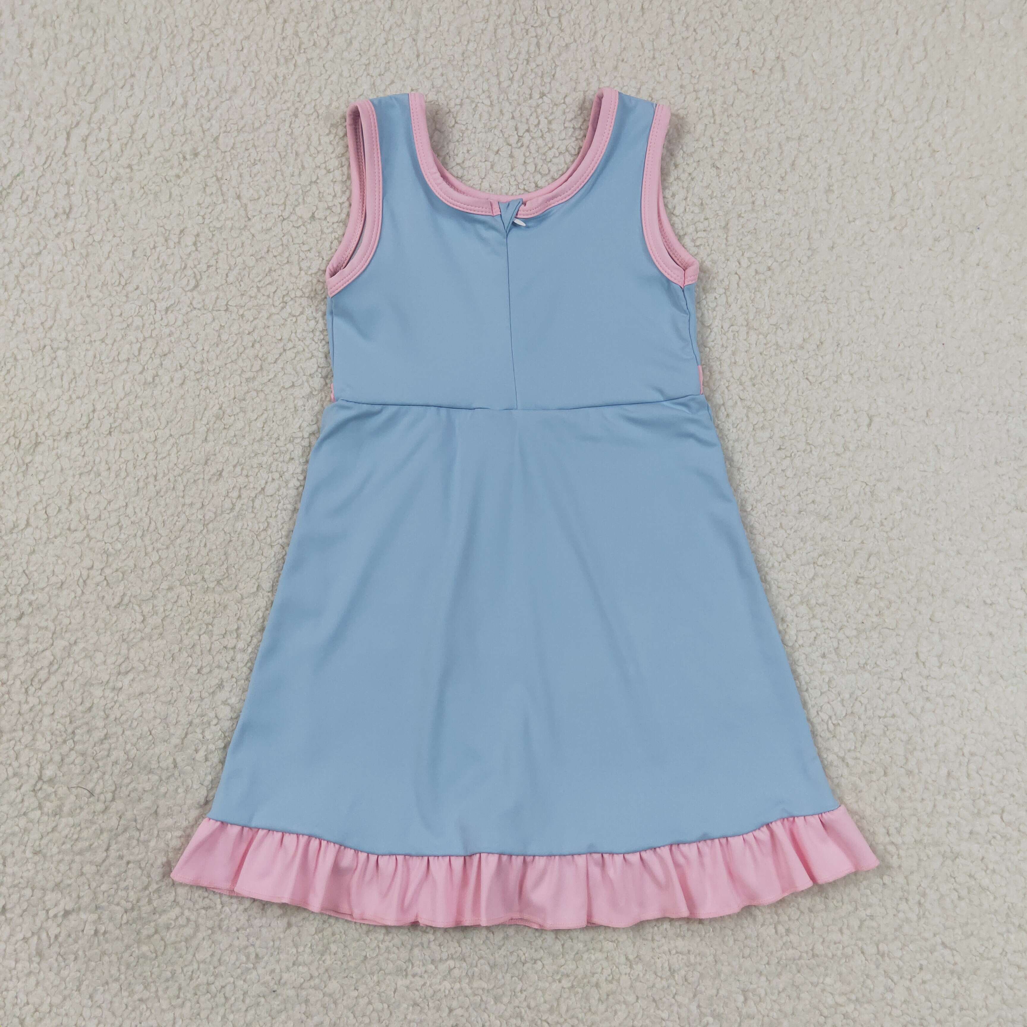 GSD4129  RTS Solid pink with blue solid active girl yoga dress